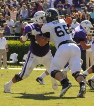 Photo+by%3A+Mark+Barnes+IISenior+defensive+tackle+Brent+Russell+%2866%29+takes+down+a+Paladin+linemen+at+last+weekends+game.