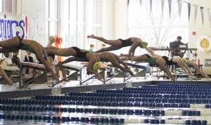 Photo by: Lindsay HartmannSophomore Abigail Lavallin, sophomore Elaina Lanson, junior Kristen Bates and junior Courtney Harrison of the GSU swimming and diving team all broke personal bests in the weekends national tournament.