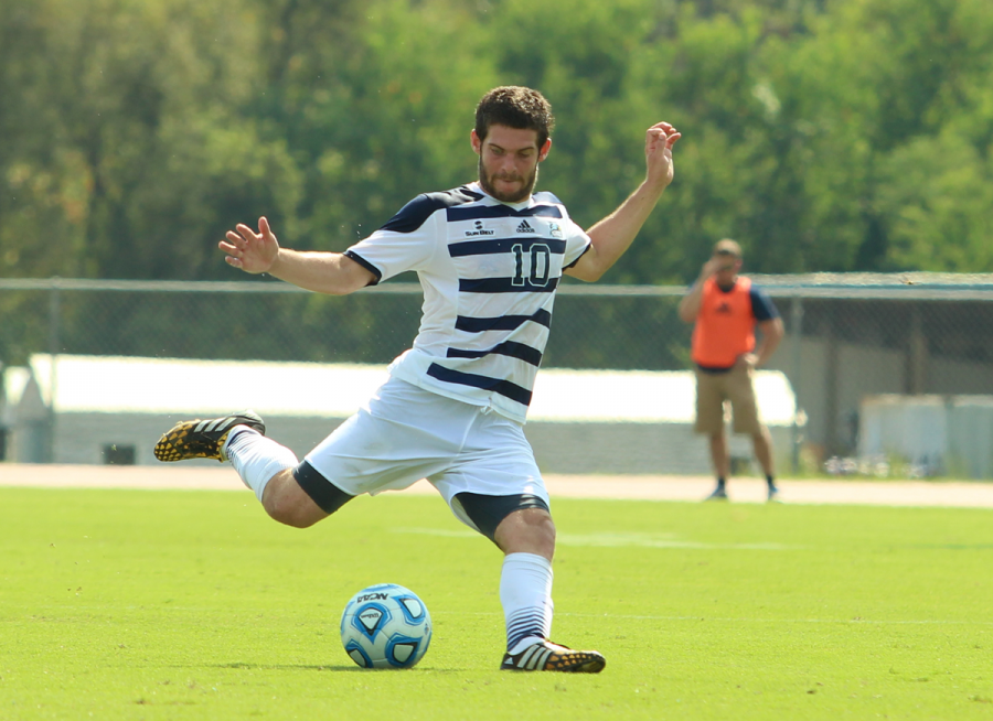 Senior Ethan LaPan (10) and the Georgia Southern men’s soccer team shut out Hartwick at home on Sunday for the first Sun Belt win of the season.