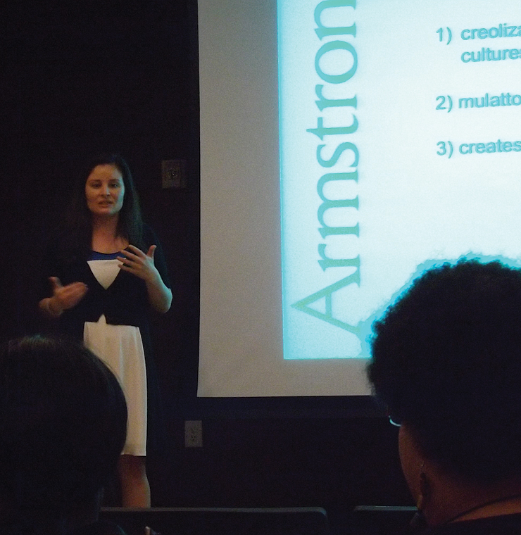 Dr. Jennifer Wyse presents at Armstrong's Afro-Latino Lecture. Photo credit: Elizabeth Rhaney