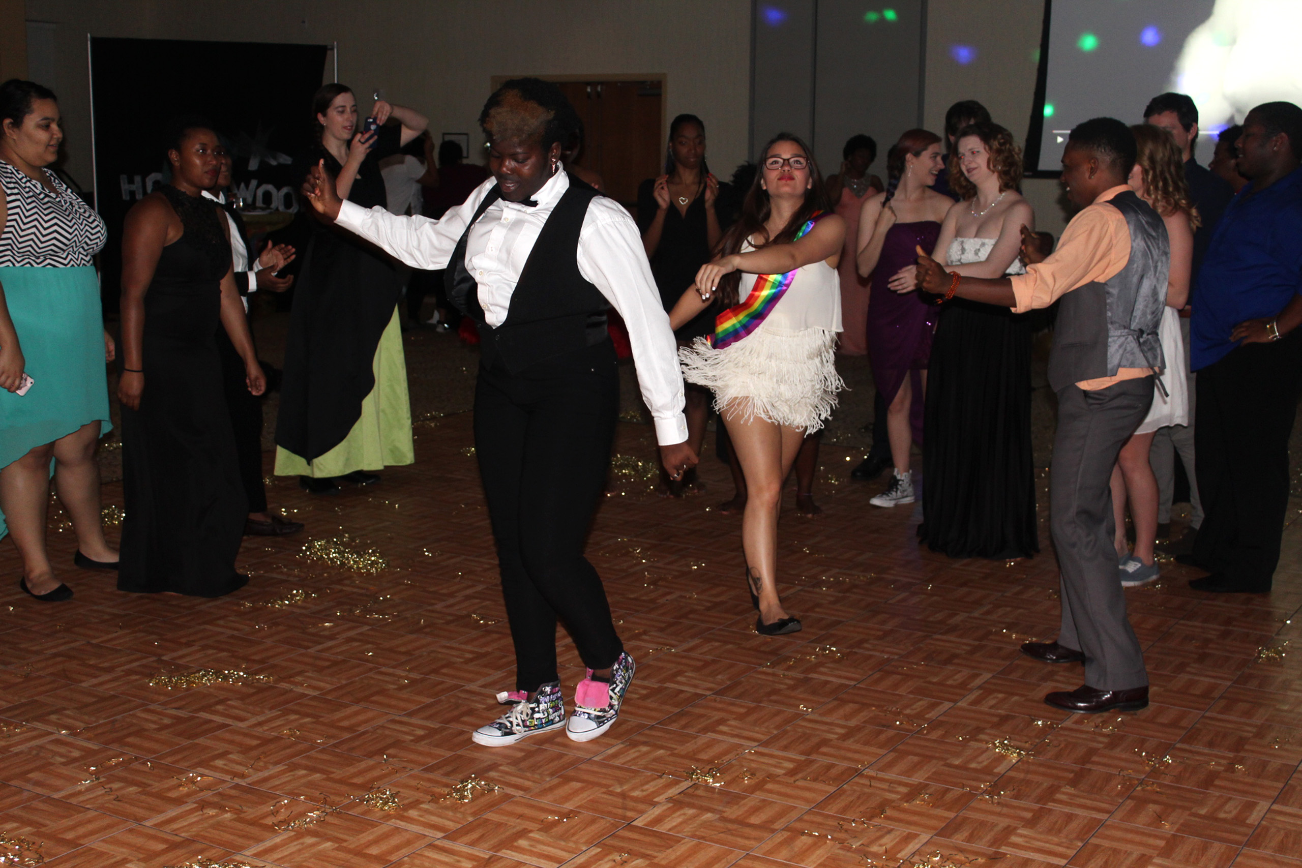 web students on the dancefloor at the GSA Prom Wednesday April 6, 2016