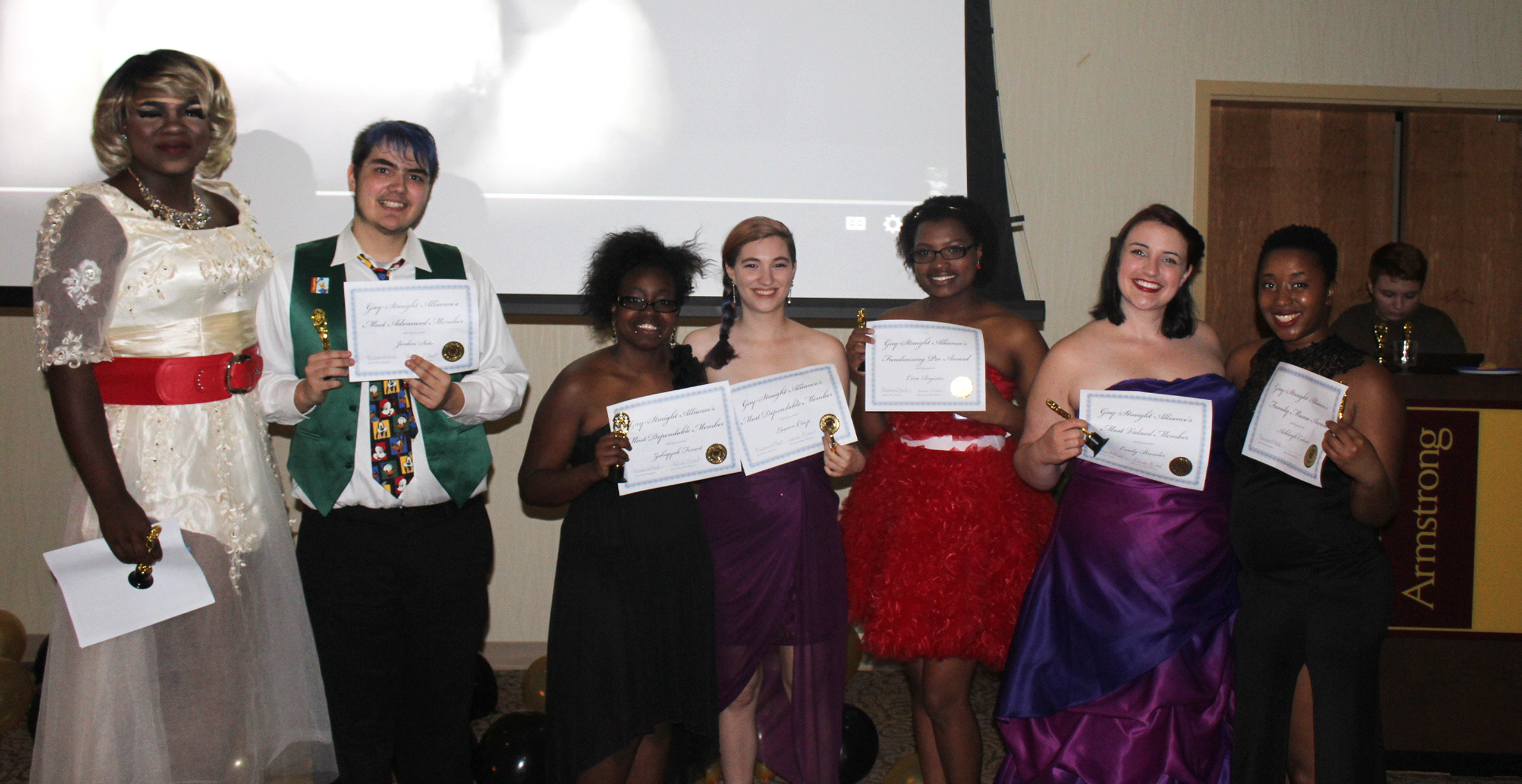 web students receiving awards at the GSA Prom in the student union Wednesday April 6, 2016