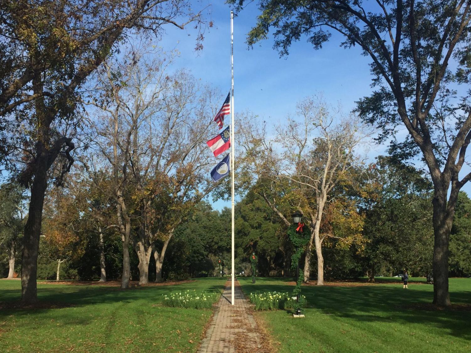 Georgia+Southern+flags+fly+half-staff+in+honor+of+Harris+brothers