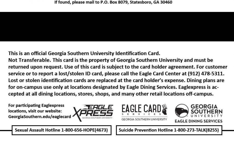  The new Eagle ID with hotline numbersCourtesy of SGA