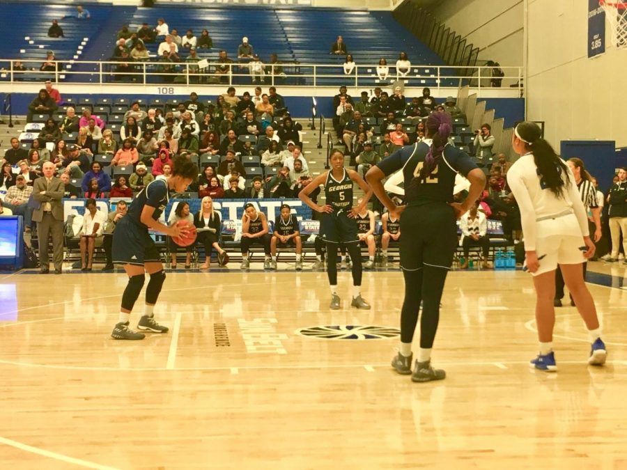 Junior guard Rhein Beamon takes a free throw against Georgia State in Atlanta. Beamon finished the game with 7 points.