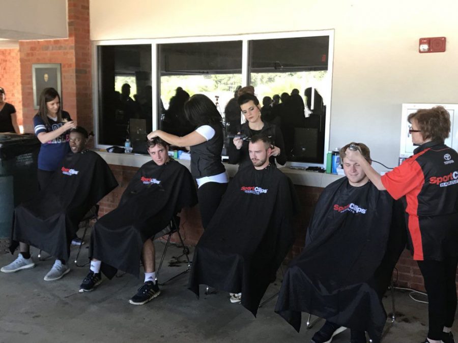 The GS mens baseball team shaved their heads after Saturdays game against Coastal Carolina. 