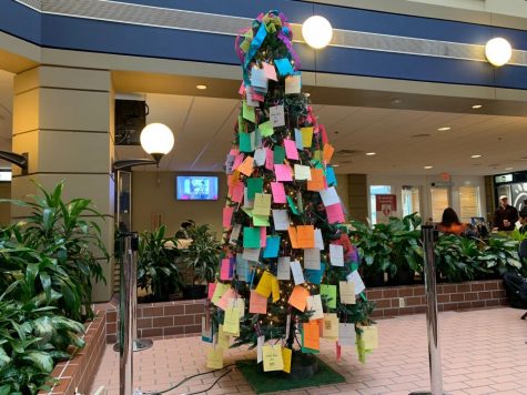 The Holiday Helper Tree started its 25th anniversary on Nov. 1. To participate, students can grab a tag off the tree located in the Russell Union.