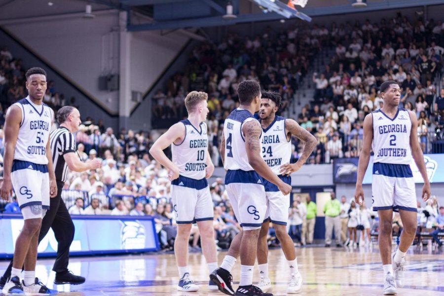 Emotions were scattered in Hanner Fieldhouse as the Georgia Southern Eagles fall short to the Georgia State Panthers 90-85 Friday night. 