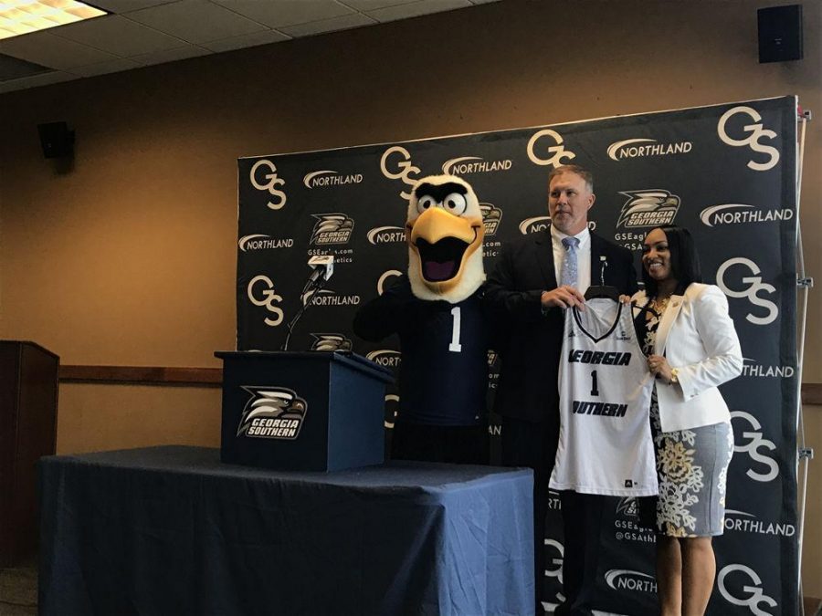 Georgia Southern Athletic Director Tom Kleinlein presented Howard with a No. One jersey which had her name printed on the back.