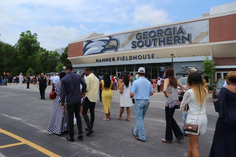 At the 2019 Georgia Southern University commencement ceremonies, Hanner Fieldhouse reached capacity at all four ceremonies. 