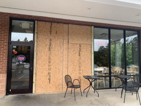 A car drove through the store front of Jersey Mikes in Statesboro Wednesday. No one was majorly injured and repairs are already underway. 