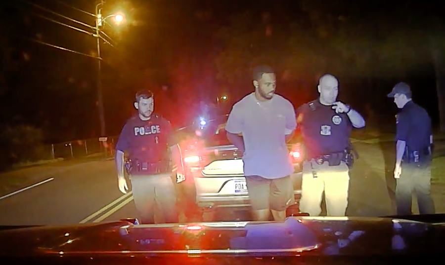 Georgia Southern quarterback Shai Werts (grey shirt) was arrested for speeding and possession of cocaine July 31. Footage of the arrest was made available Thursday. 