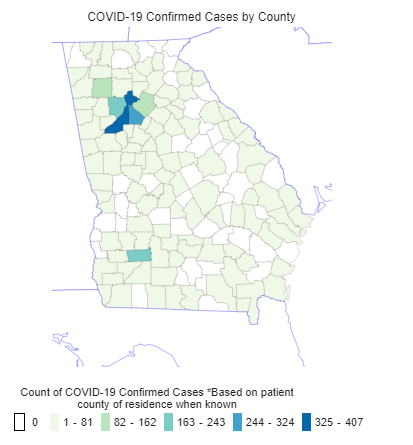 The Georgia Department of Public Healths Daily Status Report shows one confirmed case of COVID-19 in Bulloch County as of noon Sunday.