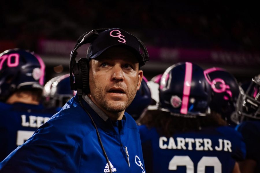 Chad Lunsford is the head coach of the Georgia Southern football team. He is entering his third full season as head coach and has had to halt spring practice as a result of COVID-19.