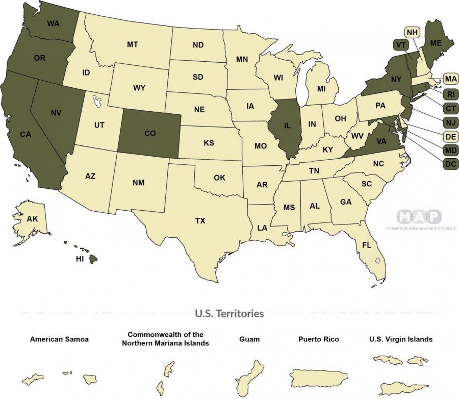 This picture is paired with the last link. Green states are states that ban the gay/trans panic defense in law. Yellow states are those states that have no laws against the gay/trans panic defense.
