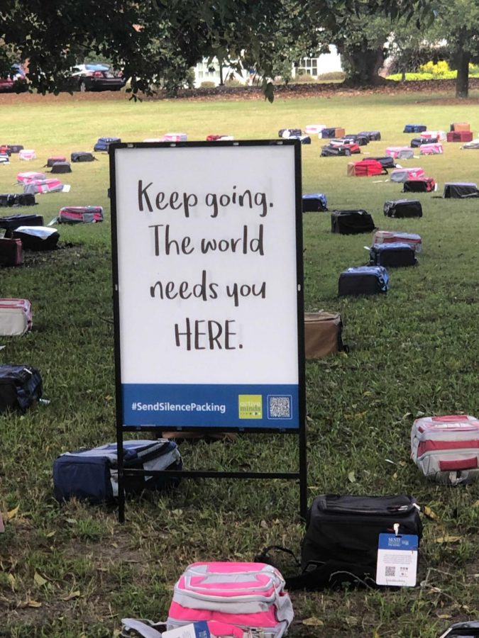 Backpacks fill Sweetheart Circle, encouraging students to speak up and Send Silence Packing