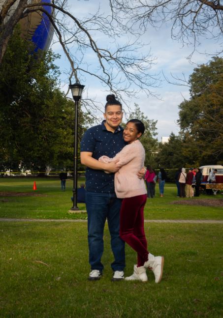 Gabriel Cintron and Camiya Felton attend the Be My Sweetheart event that is hosted by the Student Veterans of America at Sweetheart Circle on February 11. 
