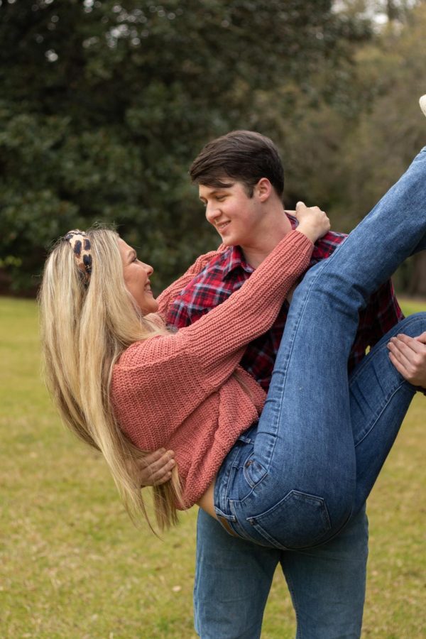 Kortney Kennedy and Cooper Massey, sweethearts in their freshman year, met on campus and exchange some loving looks in Sweetheart Circle on February 8. 