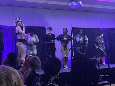 Some students participating in drag show