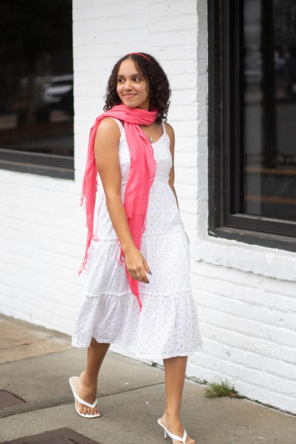 Jazmin Herrera is getting ready for Valentines day with a themed outfit in downtown Statesboro on January 31. 