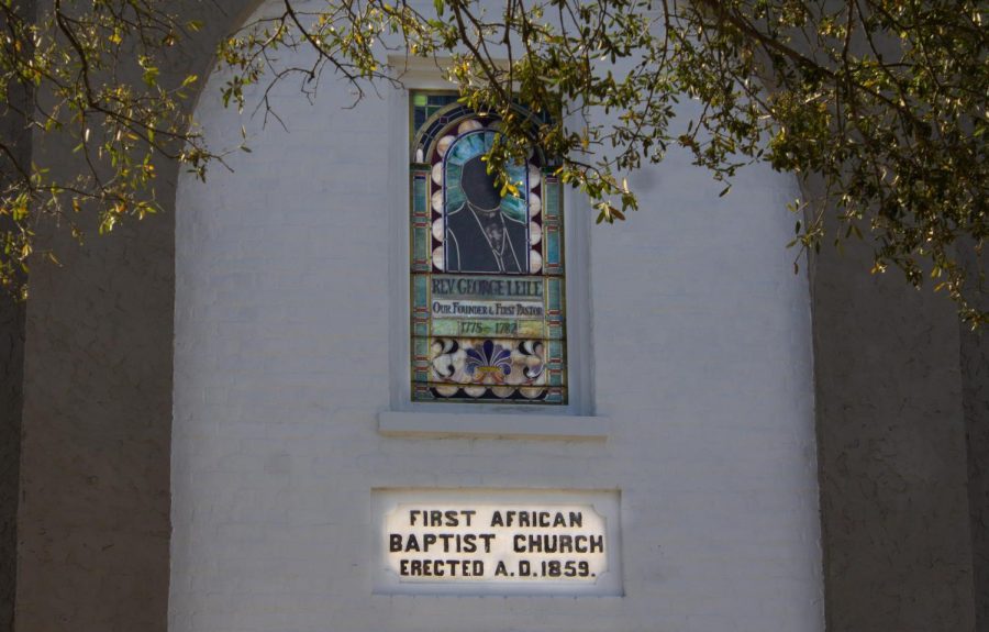 The outside of the First African Baptist Church