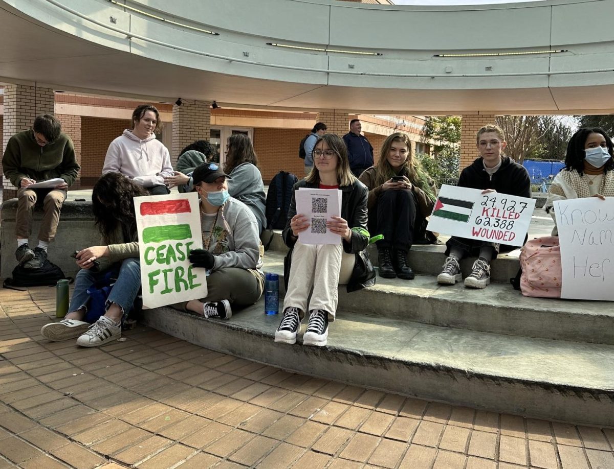 Students outside the Rotunda sit for Palestine on January 22nd. This was a peaceful demonstration to keep the people of Gaza in their hearts.