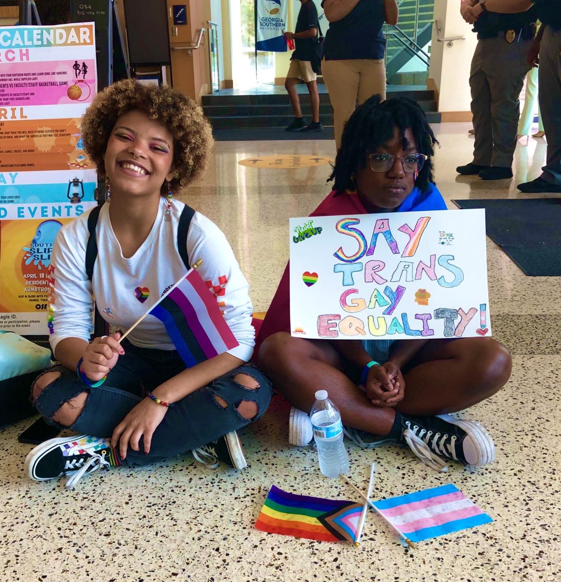 Armstrong students participating in LGBTQIA+ sit-in