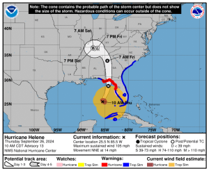 Hurricane Helene forecast cone