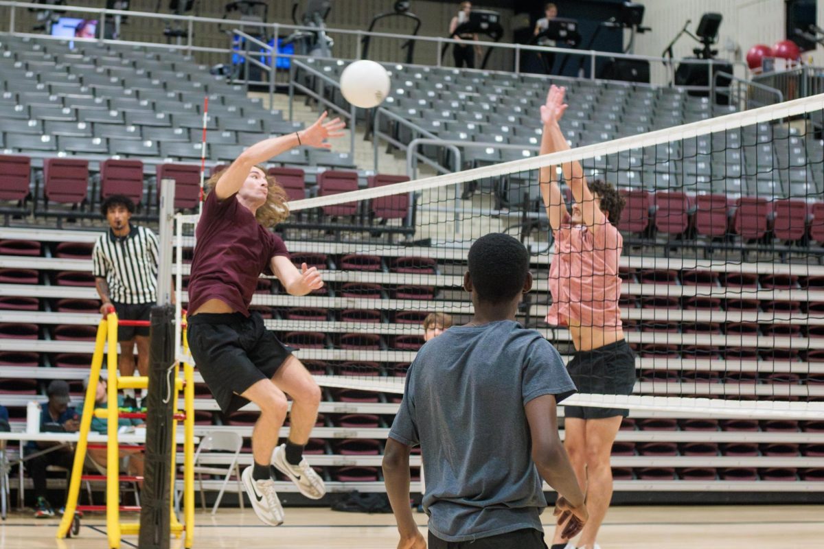 Samuel Jenkins (Team: Waffle House)  attacking the volleyball to team Raw Sets