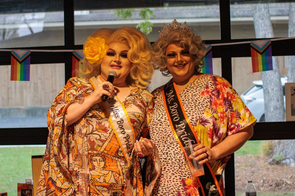 Drag Queens Porcelain Rose (Left) and Shannon Rose (Right) posing for the camera. 