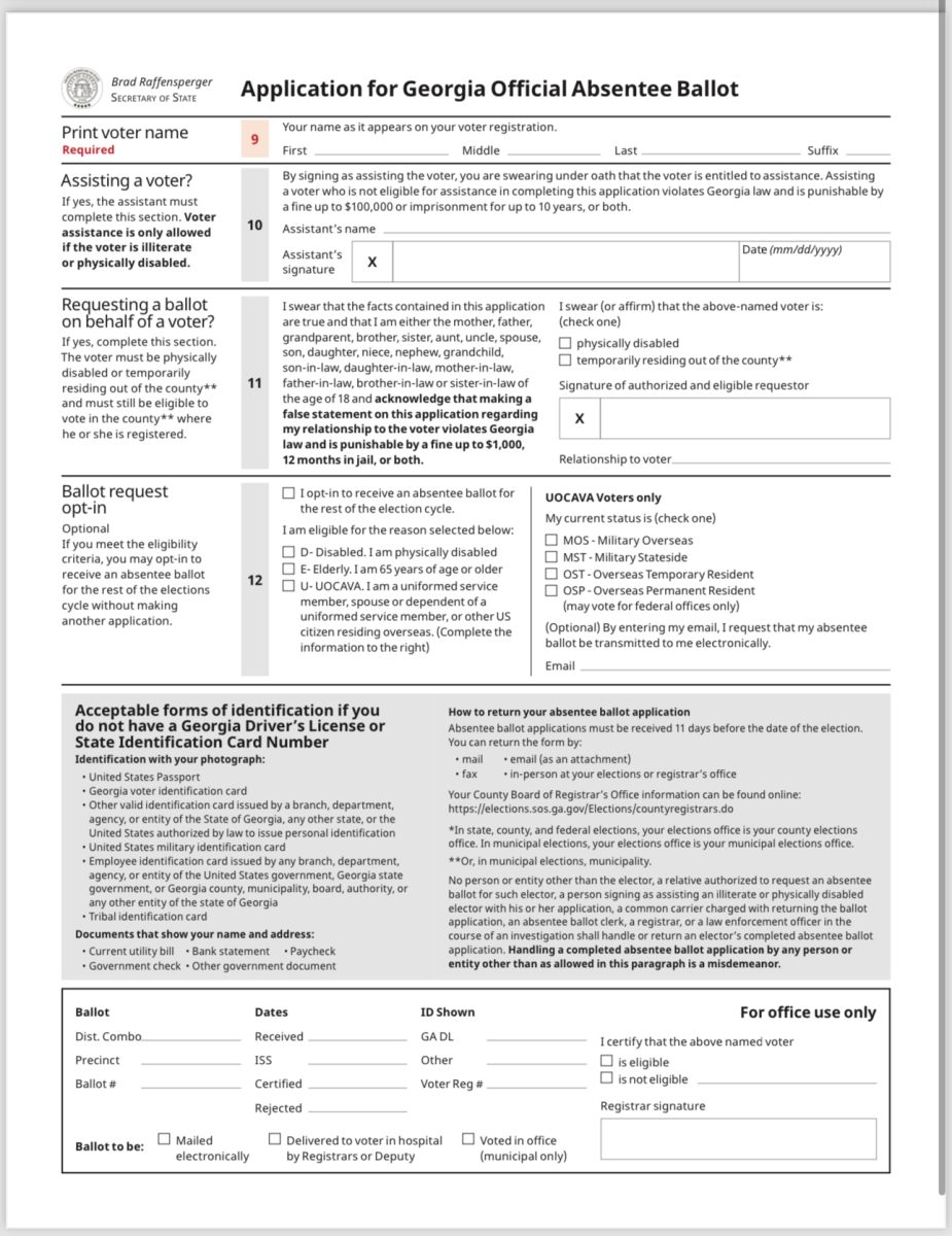 Georgia's absentee ballot application