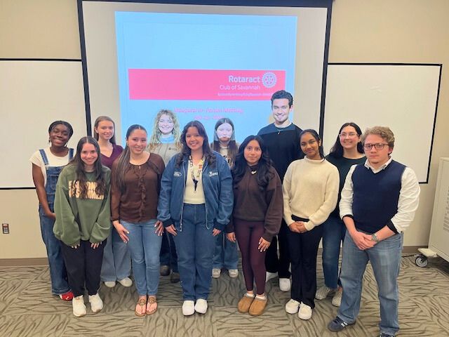 Member's of the newly formed Rotaract Club of Savannah at the inaugural meeting on Monday, February 23.
Front Row (left to right): Megan Herzog, Stephanie Trujilio, Ximena Delgado, Edna Luna Ortiz, Sonali Yasodara Mahagamage, Mario Alfonso Lovo Molina
Back Row (left to right): Faith Nwude, Averie Larson, Mallory Fisher, Ella Hovey, Julio Alberto Morales Álvarez, Jacey Lariscey.
Not Pictured: Javiera Fernanda Scott & Arrieanna Bright